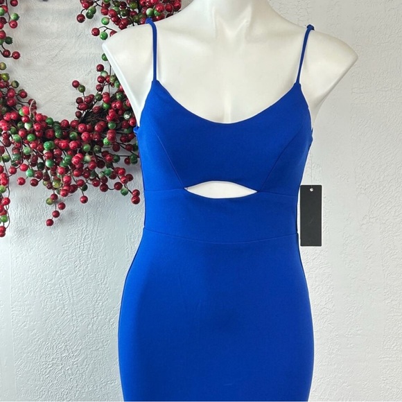 CITY STUDIO Blue Crepe Cut-Out Evening Dress - Picture 2 of 7